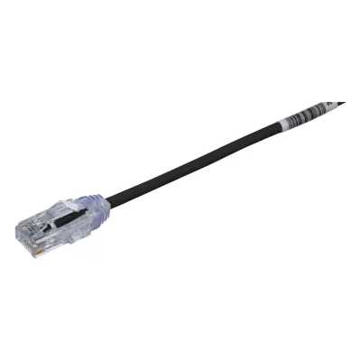 Cable de Parcheo TX6, UTP Cat6, Diámetro Reducido (28AWG), Color Negro, 20 cm (7.87 pulgadas)