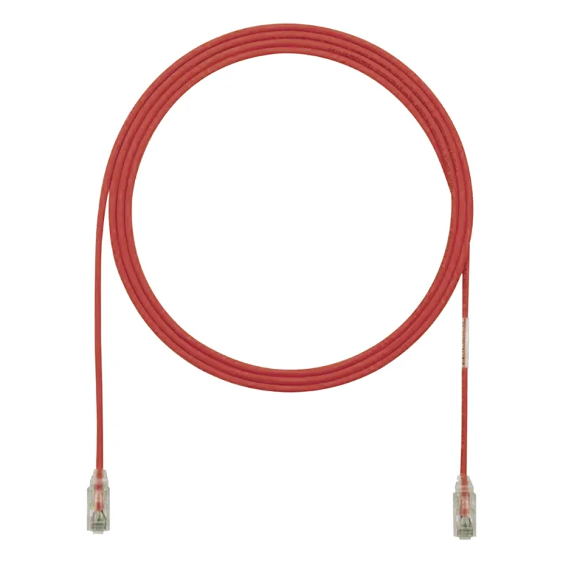Cable de Parcheo TX6, UTP Cat6, Diámetro Reducido (28AWG), Color Rojo, 3.66 Metros (12 Pies)