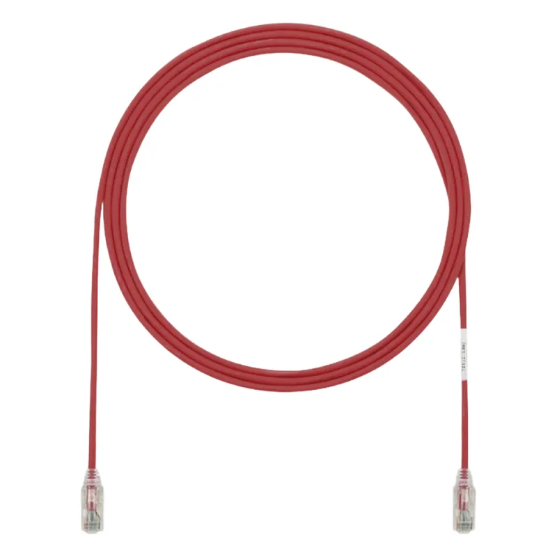Cable de Parcheo TX6, UTP Cat6, Diámetro Reducido (28AWG), Color Rojo, 0.3 Metros (1 Pie)