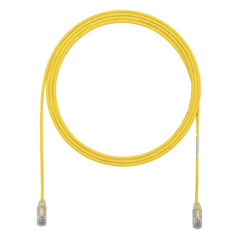 Cable de Parcheo TX6, UTP Cat6, Diámetro Reducido (28AWG), Color Amarillo, 0.3 Metros (1 Pie)