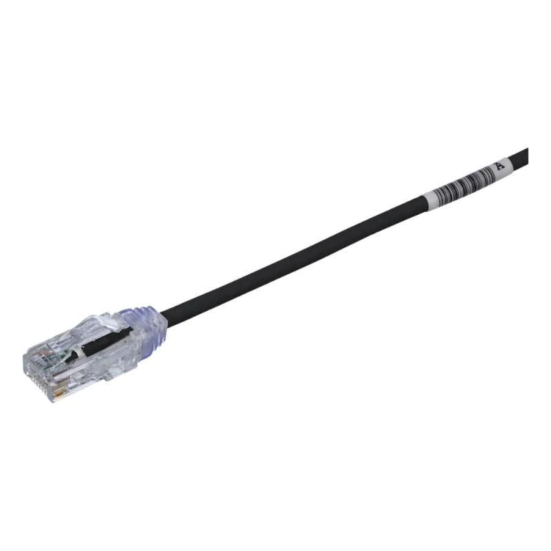 Cable de Parcheo TX6, UTP Cat6, Diámetro Reducido (28AWG), Color Negro, 6.1 Metros (20 Pies)