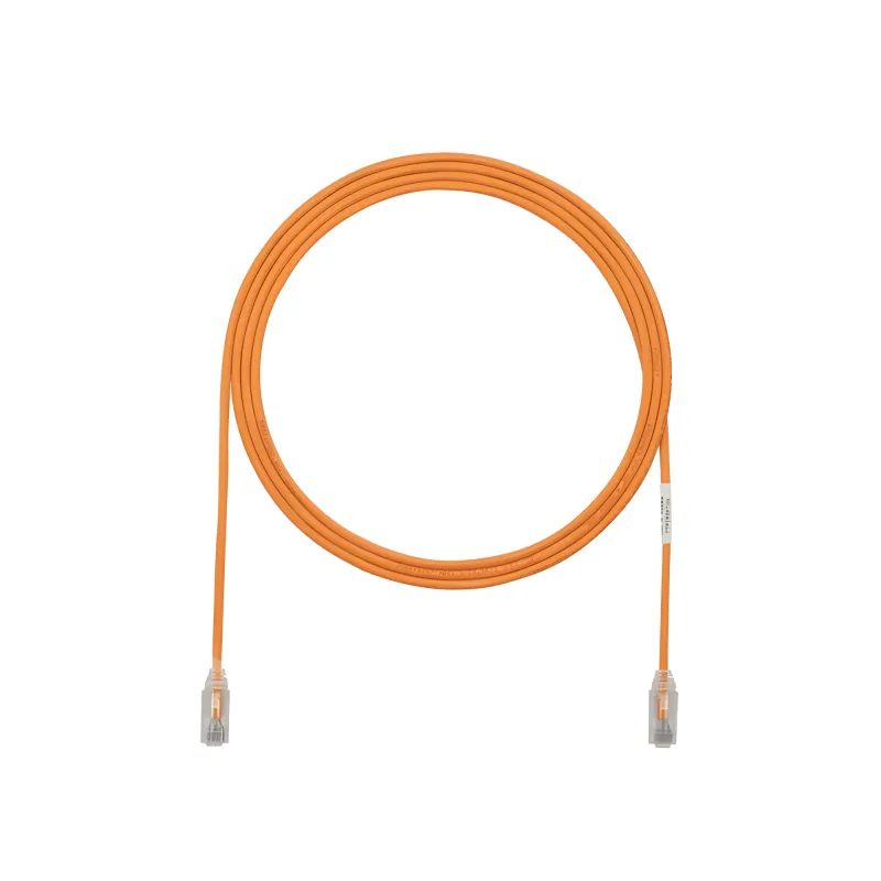 Cable de Parcheo TX6, UTP Cat6, Diámetro Reducido (28AWG), Color Naranja, 6.1 Metros (20 Pies)