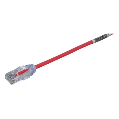 Cable de Parcheo TX6, UTP Cat6, Diámetro Reducido (28AWG), Color Rojo, 7.62 Metros (25 Pies)