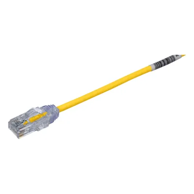 Cable de Parcheo TX6, UTP Cat6, Diámetro Reducido (28AWG), Color Amarillo, 7.62 Metros (25 Pies)