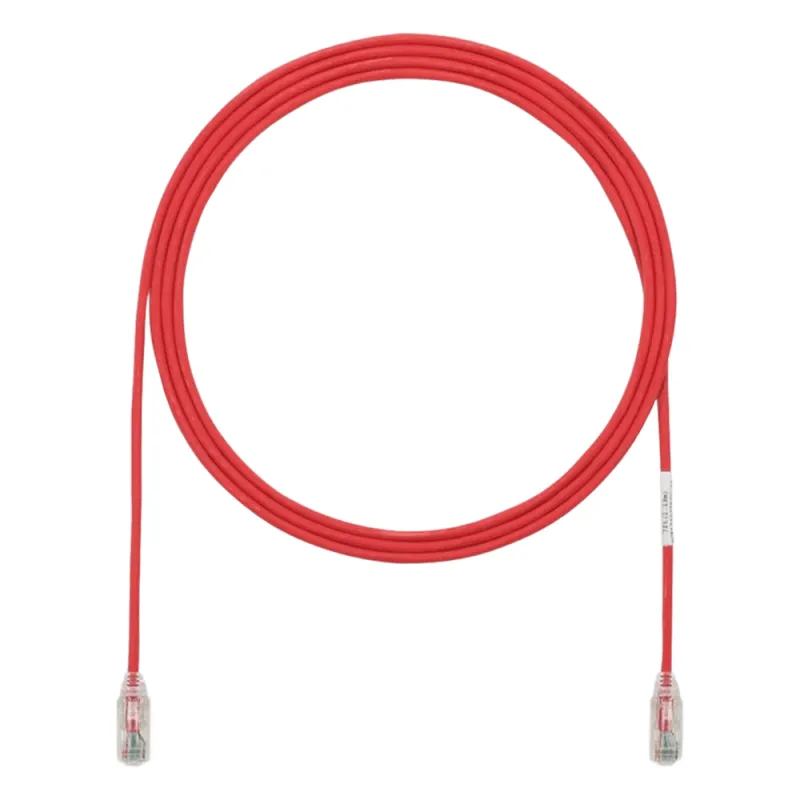 Cable de Parcheo TX6, UTP Cat6, Diámetro Reducido (28AWG), Color Rojo, 10.06 Metros (33 Pies)