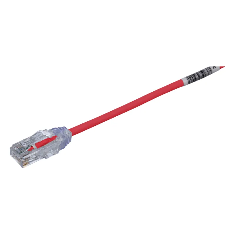 Cable de Parcheo TX6, UTP Cat6, Diámetro Reducido (28AWG), Color Rojo, 50 ft