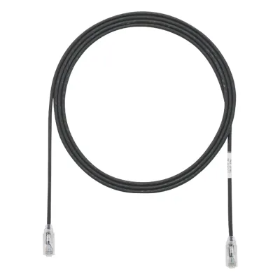 Cable de Parcheo TX6, UTP Cat6, Diámetro Reducido (28AWG), Color Negro, 2.13 Metros (7 Pies)
