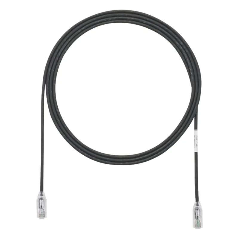 Cable de Parcheo TX6, UTP Cat6, Diámetro Reducido (28AWG), Color Negro, 2.13 Metros (7 Pies)