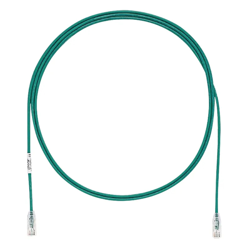 Cable de Parcheo TX6, UTP Cat6, Diámetro Reducido (28AWG), Color Verde, 2.13 Metros (7 Pies)