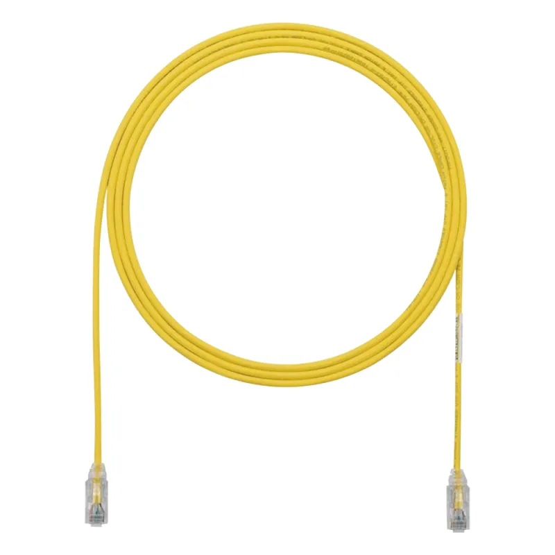 Cable de Parcheo TX6, UTP Cat6, Diámetro Reducido (28AWG), Color Amarillo, 2.13 Metros (7 Pies)