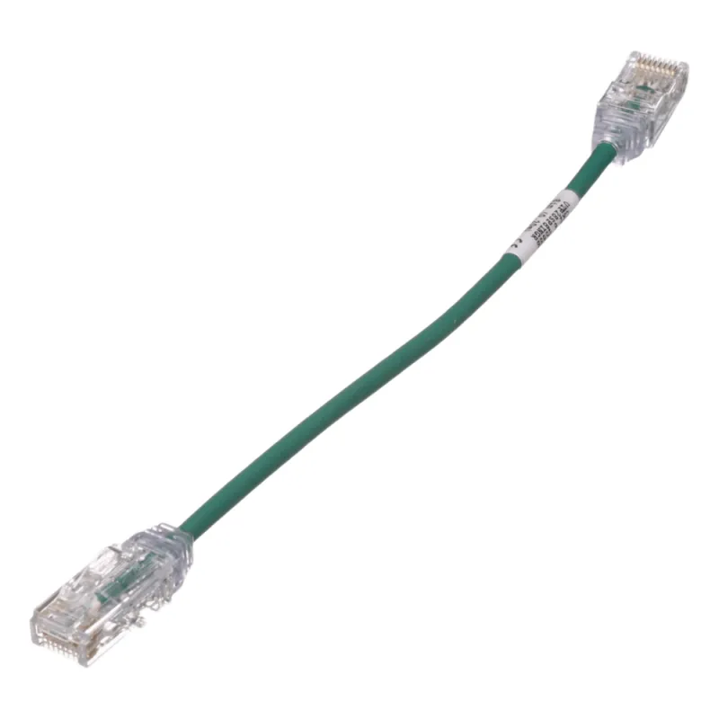 Cable de Parcheo TX6, UTP Cat6, Diámetro Reducido (28AWG), Color Verde, 20.2 cm (8 Pulgadas)