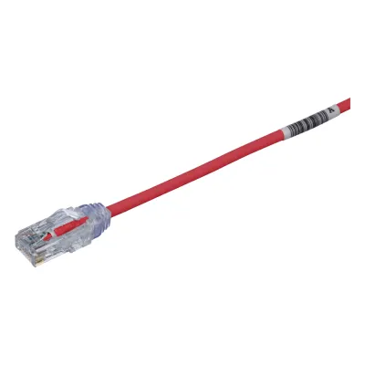 Cable de Parcheo TX6, UTP Cat6, Diámetro Reducido (28AWG), Color Rojo, 20.2 cm (8 Pulgadas)