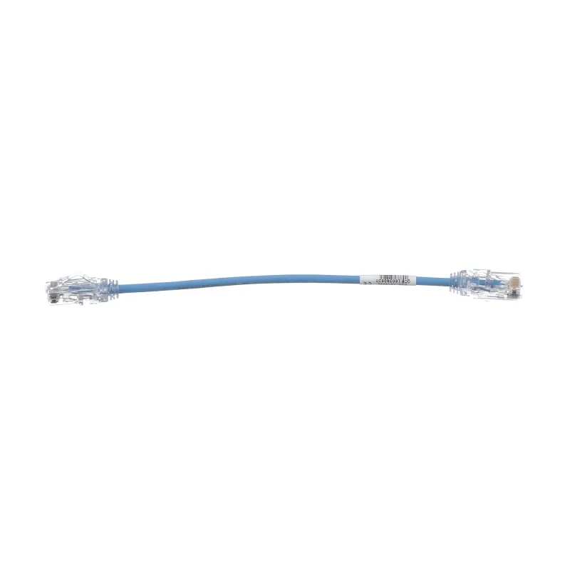 Cable de Parcheo UTP Cat6A, CM/LSZH, Diámetro Reducido (28AWG), Color Azul, 20 cm (7.87 pulgadas).