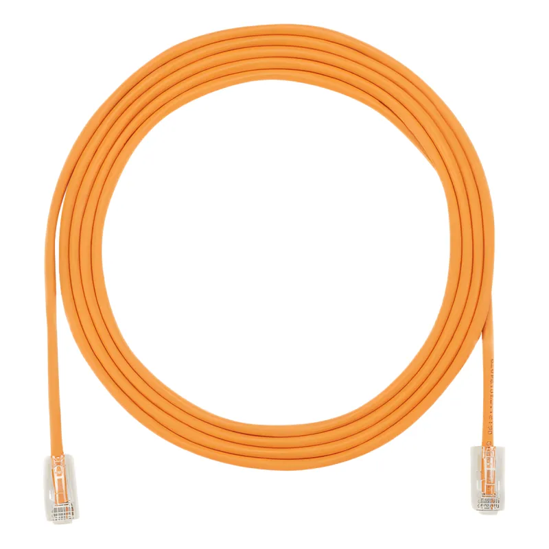 Cable de Parcheo UTP Cat6A, CM/LSZH, Diámetro Reducido (28AWG), Color Naranja, 4.57 Metros (15 Pies)