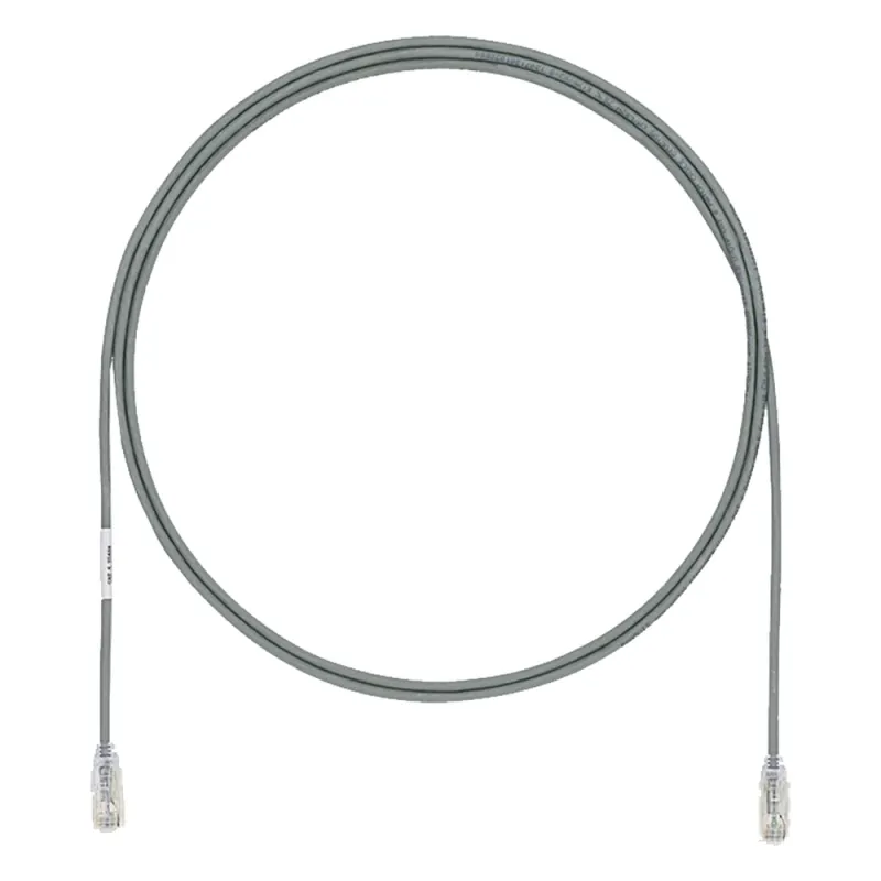 Cable de Parcheo UTP Cat6A, CM/LSZH, Diámetro Reducido (28AWG), Color Gris, 0.30 Metros (1 Pie)