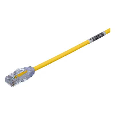Cable de Parcheo UTP Cat6A, CM/LSZH, Diámetro Reducido (28AWG), Color Amarillo, 0.3 Metros (1 Pie)
