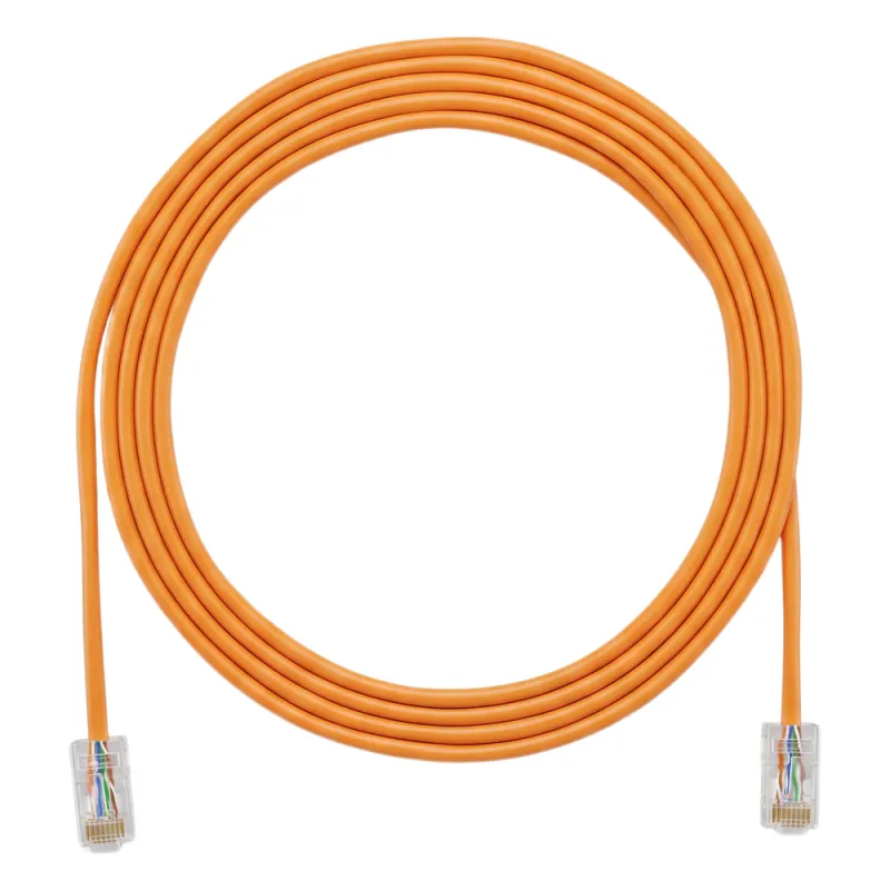 Cable de Parcheo UTP Cat6A, CM/LSZH, Diámetro Reducido (28AWG), Color Naranja, 6.1 Metros (20 Pies)