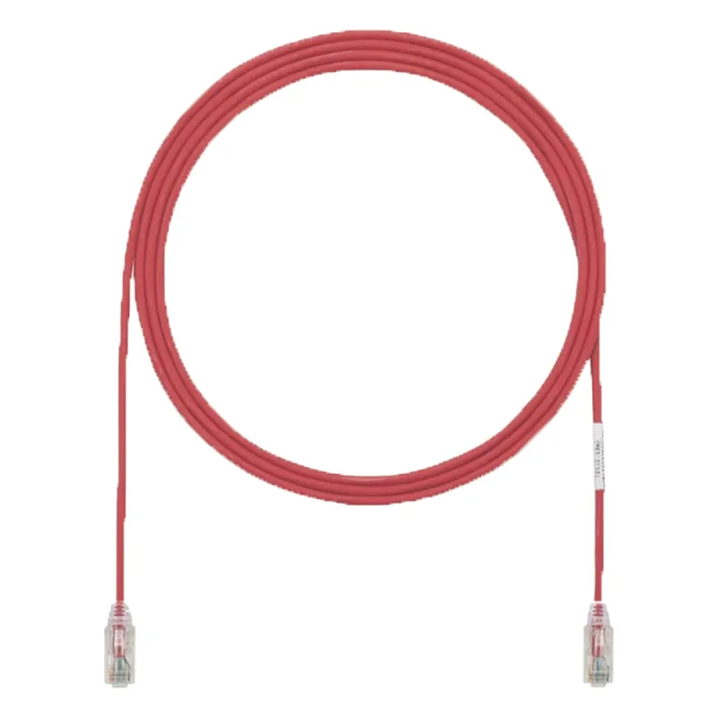 Cable de Parcheo UTP Cat6A, CM/LSZH, Diámetro Reducido (28AWG), Color Rojo, 15.24 Metros (50 Pies)