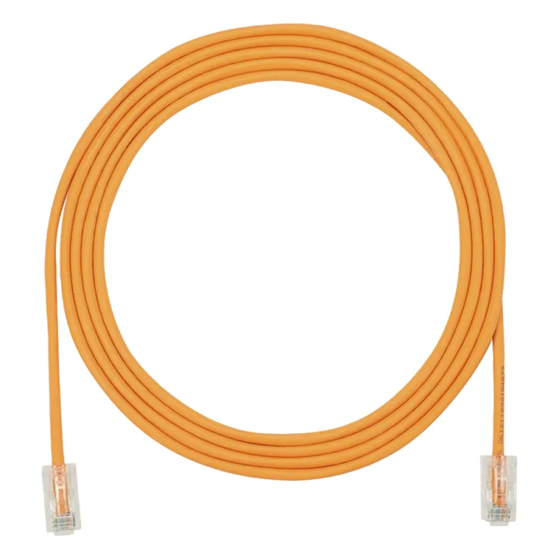 Cable de Parcheo UTP Cat6A, CM/LSZH, Diámetro Reducido (28AWG), Color Naranja, 2.13 Metros (7 Pies)