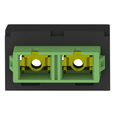 Módulo Acoplador SC/APC Duplex, para Fibra Óptica Monomodo OS1/OS2, Tipo Mini-Com, Color Negro