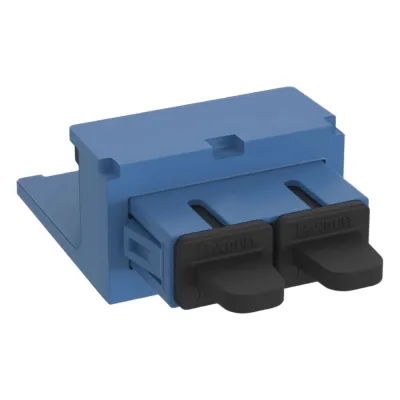 Módulo Acoplador SC Duplex, para Fibra Óptica Monomodo OS1/OS2, Tipo Mini-Com, Color Azul