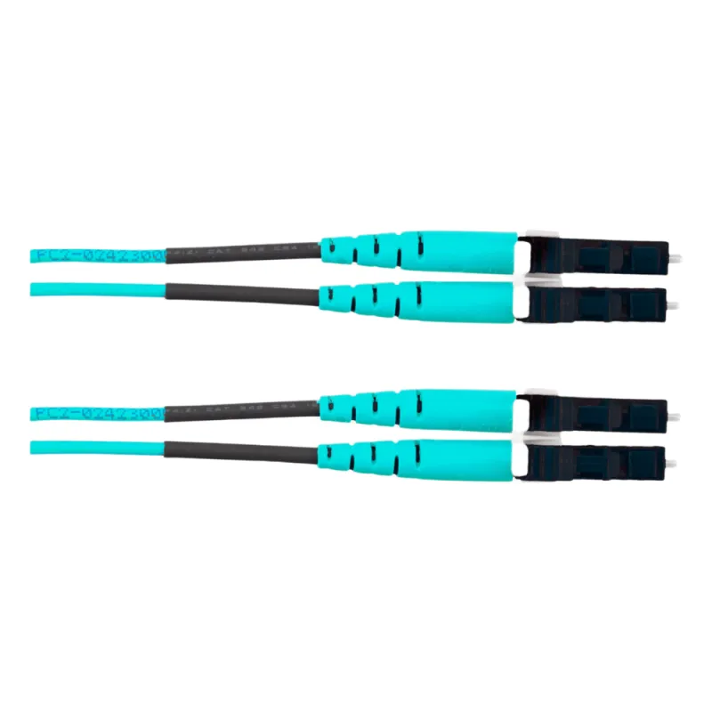Jumper de Fibra Óptica Multimodo 50/125 OM4, LC-LC Duplex, OFNR (Riser), Color Aqua, 40 Metros (131.23 Pies)