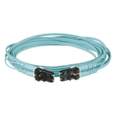 Jumper de Fibra Optica Multimodo 50/125 OM3, LC-LC Duplex, OFNR (Riser), Color Aqua, 3 Metros (9.84 Pies)