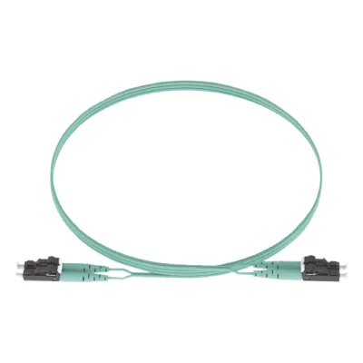 Jumper de Fibra Optica Multimodo 50/125 OM3, LC-LC Duplex, OFNR (Riser), Color Aqua, 5 Metros (16.40 Pies)