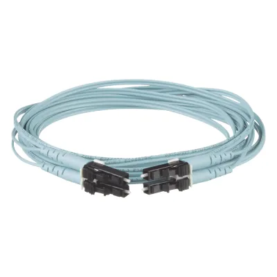 Jumper de Fibra Optica Multimodo 50/125 OM3, LC-LC Duplex, OFNR (Riser), Color Aqua, 25 Metros (82.02 Pies)
