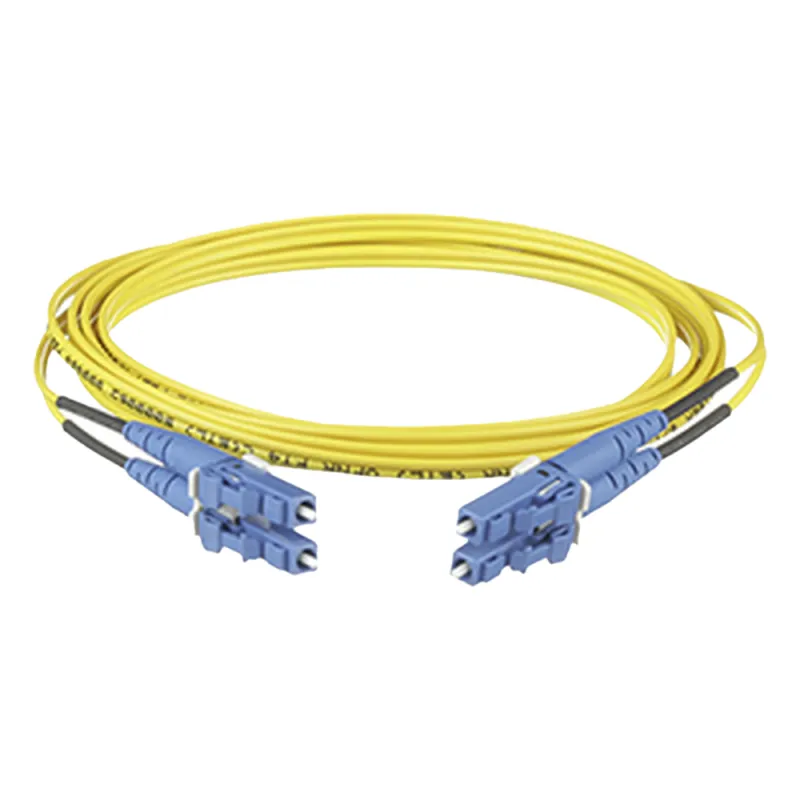 Jumper de Fibra Optica Monomodo 9/125 OS2, LC-LC Duplex, OFNR (Riser), Color Amarillo, 4 Metros (13.12 Pies)