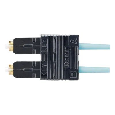 Conector de Fibra Óptica SC Duplex OptiCam, Multimodo 50/125 OM3/OM4, Pre-pulido, Color Aqua