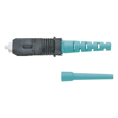 Conector de Fibra Óptica SC Simplex OptiCam, Multimodo 50/125 OM3/OM4, Pre-pulido, Color Aqua