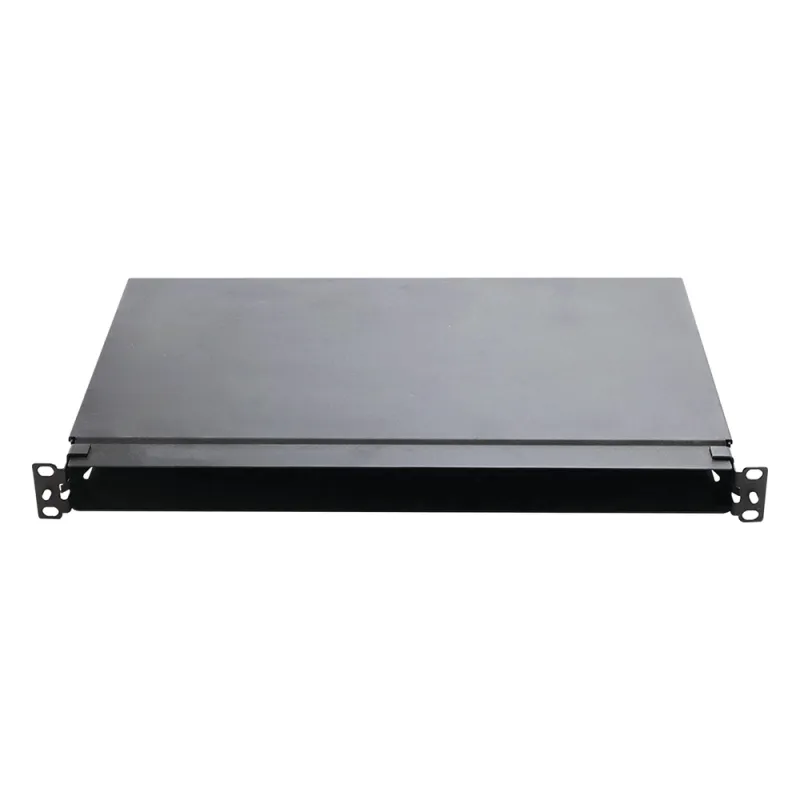 Panel de Distribución de Fibra Óptica, Acepta 4 Casetes QuickNet o Placas FAP/FMP con Panel CFAPPBL1 (No Incluido), Bandeja Fija, Hasta 96 Fibras, Color Negro, 1UR