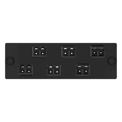 Placa Acopladora de Fibra Optica FAP, Con 6 Conectores LC Duplex (12 Fibras), Para Fibra Multimodo OM3/OM4, Color Negro