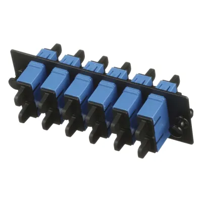 Placa Acopladora de Fibra Optica FAP, Con 6 Conectores SC Duplex (12 Fibras), Para Fibra Monomodo OS1/OS2, Color Azul