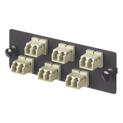 Placa Acopladora de Fibra Optica FAP, Con 6 Conectores LC Duplex (12 Fibras), Para Fibra Multimodo OM1, Color Marfil