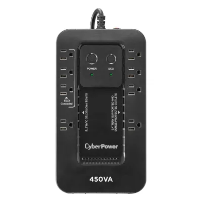 UPS de 450 VA/260 W, Topología Standby con Modo Ahorrador ECO, Entrada 120 Vca NEMA 5-15P, Con 8 Tomas NEMA 5-15R