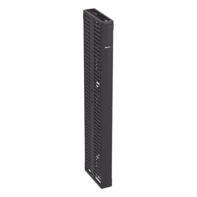 Organizador Vertical PatchRunner™, Doble (Frontal y Posterior), Para Rack Abierto de 45 Unidades, 6in de Ancho, Color Negro