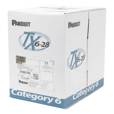 Bobina de Cable UTP 305 Metros (1000 Pies) de Cobre TX6-28™, Blanco, Categoría 6, Diámetro Reducido (28 AWG), CM/LSZH, de 4 Pares