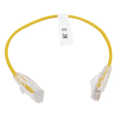 Cable de Parcheo Slim UTP Cat6 - 30 cm (11.81 Pulgadas) Amarillo Diámetro Reducido (28 AWG)