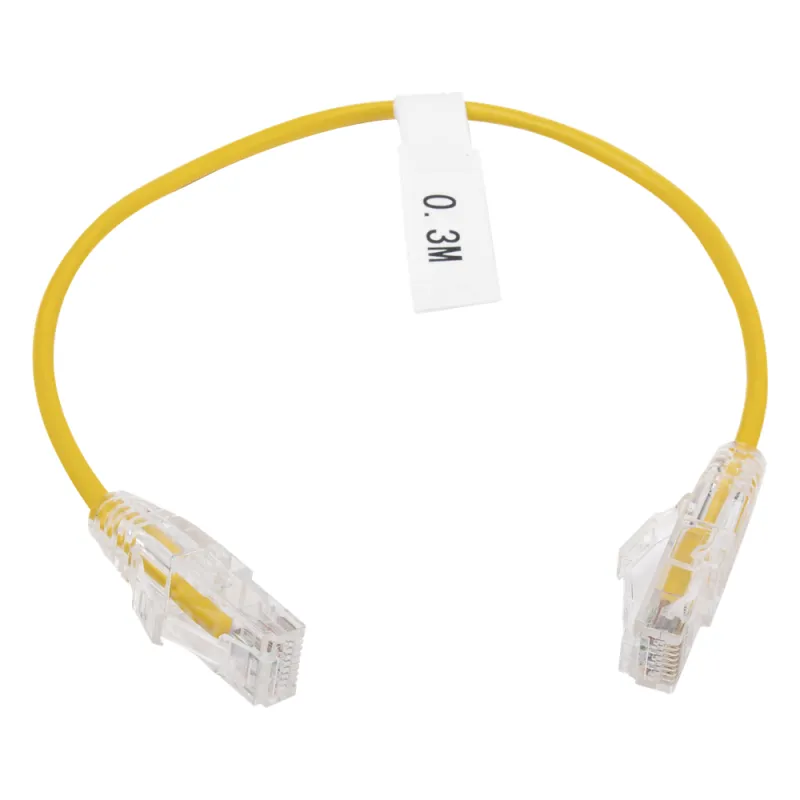 Cable de Parcheo Slim UTP Cat6 - 30 cm (11.81 Pulgadas) Amarillo Diámetro Reducido (28 AWG)