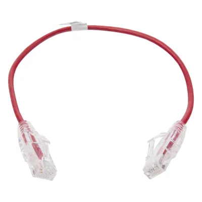 Cable de Parcheo Slim UTP Cat6 - 30 cm (11.81 Pulgadas) Rojo Diámetro Reducido (28 AWG)