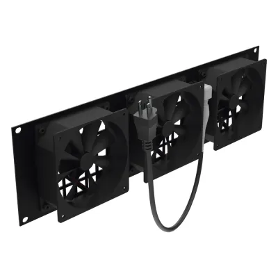 Kit de 3 Ventilador 110 Vca (12 x 12 cm) con Clavija 5-15P. Para instalación en Postes Rack