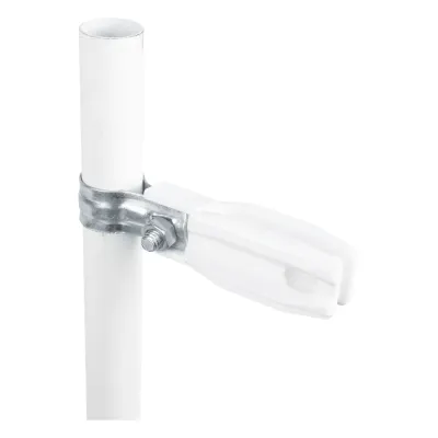Aislador de Paso o Esquina Blanco con Abrazadera / 33-38 mm / Resina Virgen 100% / Anti-Arqueo / Tubería de Malla Ciclónica