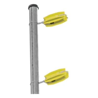 Aislador de Esquina Amarillo para Cercos Eléctricos / 18 kV / Resinas Vírgenes / Resistencia 7.5-10.2 kg / Anti UV / 66 mm x 31.6 mm