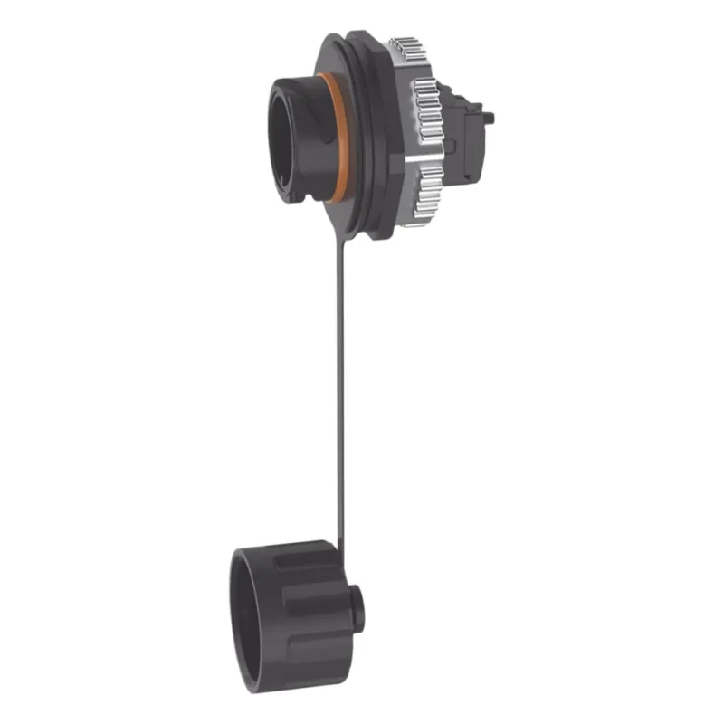 Conector Jack RJ45 de Uso Industrial Estilo TG, Blindado Categoría 6A, Con Tapa Protectora, Protección IP67