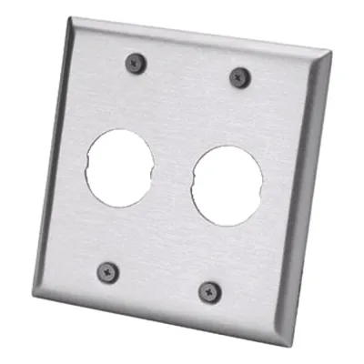 Placa de Pared Doble IndustrialNet?, Para 2 Conectores Industriales, de Acero Inoxidable