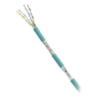 Bobina de Cable Blindado SF/UTP Categoría 5e de 4 Pares, Uso Industrial con Resistencia al Aceite y Rayos UV, Multifilar 24/7 (Flexible), Color Azul Cerceta, Bobina de 305 Metros (1000 Pies)