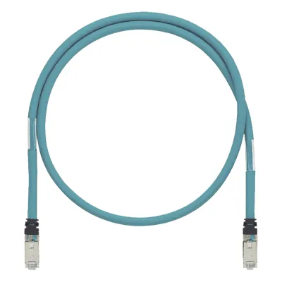 Patch Cord Cat6A de Grado Industrial 600V, Blindado SF/UTP, Calibre 26 AWG, Color Aqua, 60 cm (23.62 pulgadas).