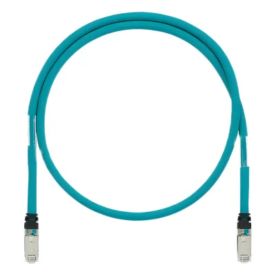 Patch Cord Cat6A de Grado Industrial 600V, Blindado SF/UTP, Calibre 26 AWG, Color Aqua, 10 Metros